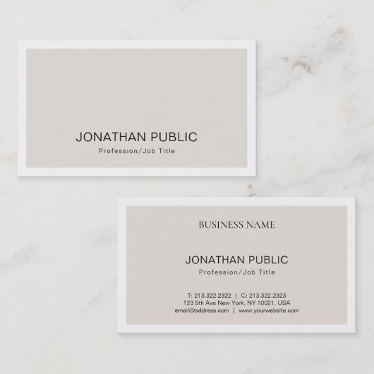 Creative minimalist Design Modern Plain Trendy Visitekaartje (Voorkant / Achterkant)