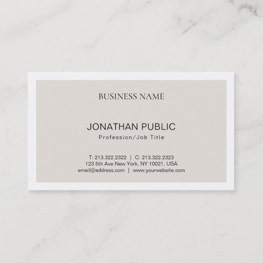 Creative minimalist Design Modern Plain Trendy Visitekaartje (Achterkant)