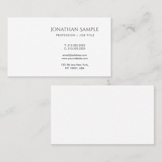 Creative minimalist Design Modern Trendy Plain Visitekaartje (Voorkant / Achterkant)