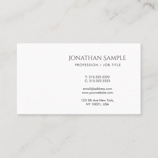 Creative minimalist Design Modern Trendy Plain Visitekaartje (Voorkant)