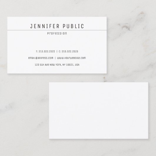 Creative minimalist Design Plain Trendy Modern Visitekaartje (Voorkant / Achterkant)