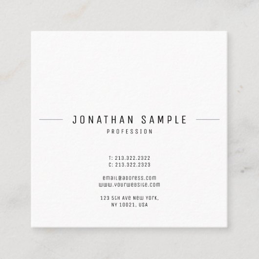 Creative minimalist Design Trendy Sjabloon Modern Vierkante Visitekaartje (Voorkant)