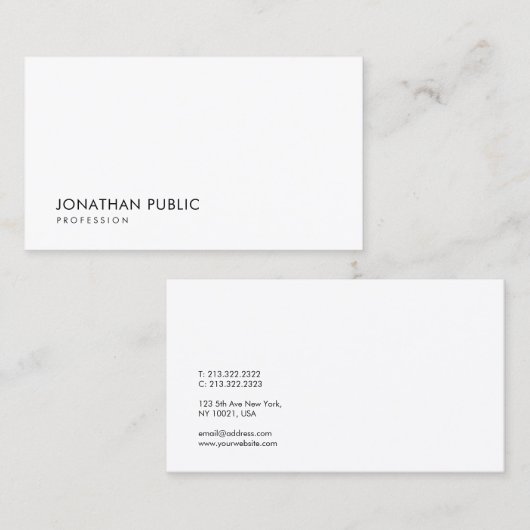 Creative minimalist Design White Modern Sjabloon Visitekaartje (Voorkant / Achterkant)