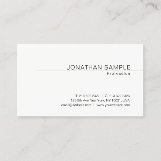 Creative minimalist Modern Design Clean Plain Visitekaartje (Voorkant)