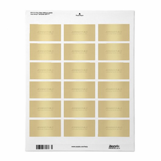 Creative minimalist Modern Gold Professional Plain Etiket (Full Sheet)