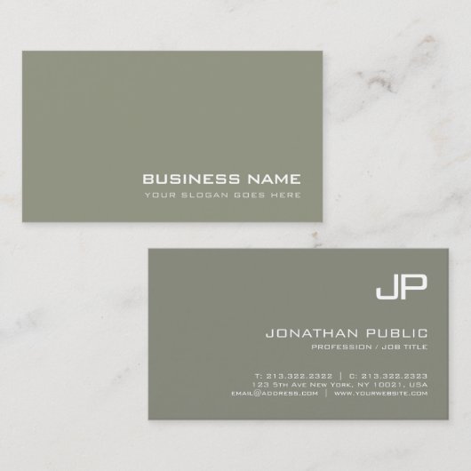 Creative minimalist Modern Monogram Plain Luxe Visitekaartje (Voorkant / Achterkant)