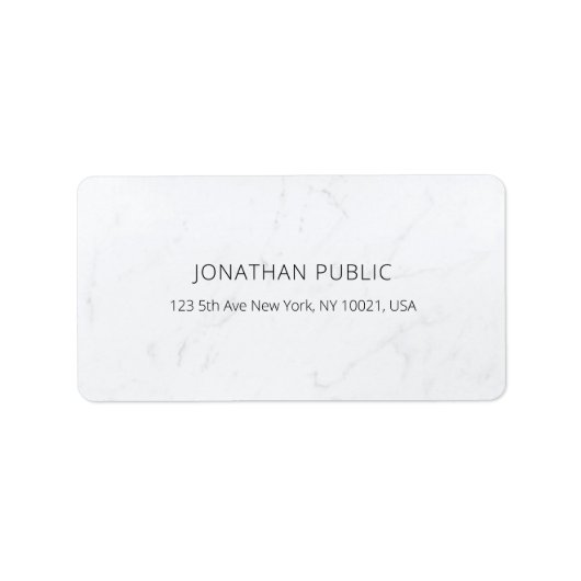 Creative minimalist Modern White Marble Sjabloon Etiket (Voorkant)
