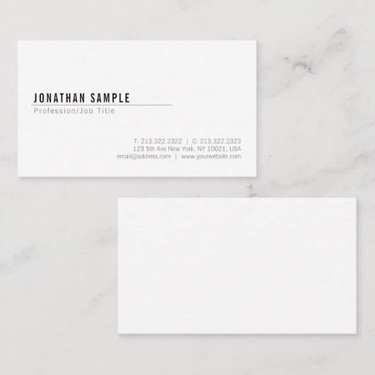 Creative minimalist Sleek Plain Modern Elegant Visitekaartje (Voorkant / Achterkant)