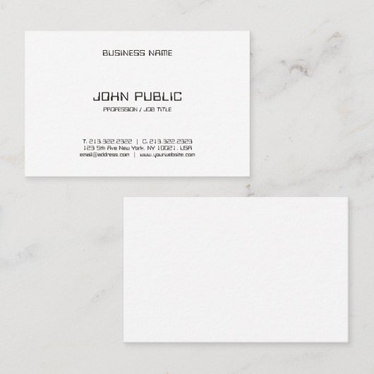 Creative Minimalistic Black White Modern Sjabloon Visitekaartje (Voorkant / Achterkant)