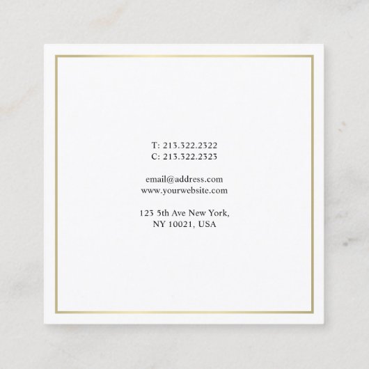 Creative Minimalistisch design stijlvolle Gold Tre Vierkante Visitekaartje (Achterkant)