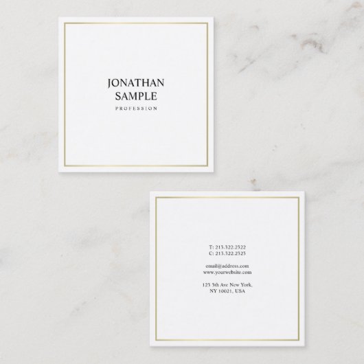 Creative Minimalistisch design stijlvolle Gold Tre Vierkante Visitekaartje (Voorkant / Achterkant)