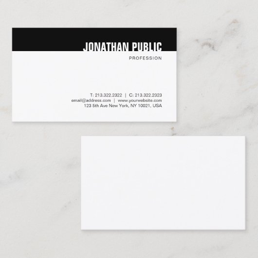 Creative Minimalistisch Modern Black White-Sjabloo Visitekaartje (Voorkant / Achterkant)