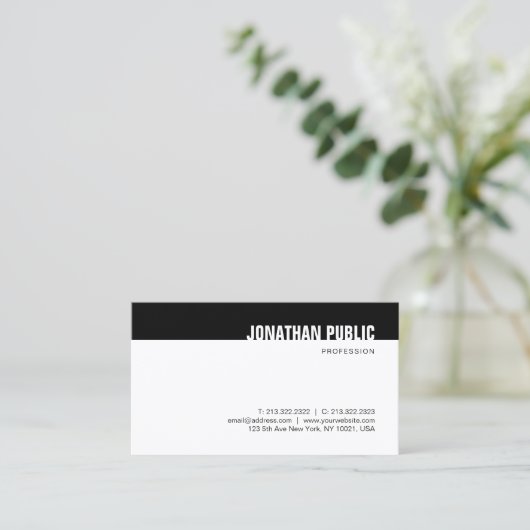 Creative Minimalistisch Modern Black White-Sjabloo Visitekaartje (Staand voorkant)