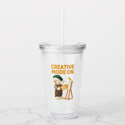 Creative Mode On: Painter Bichon Dog Artist Art Acryl Drinkbeker (Voorkant)