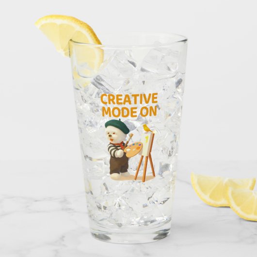 Creative Mode On: Painter Bichon Dog Artist Art Glas (Voorkant ijs)