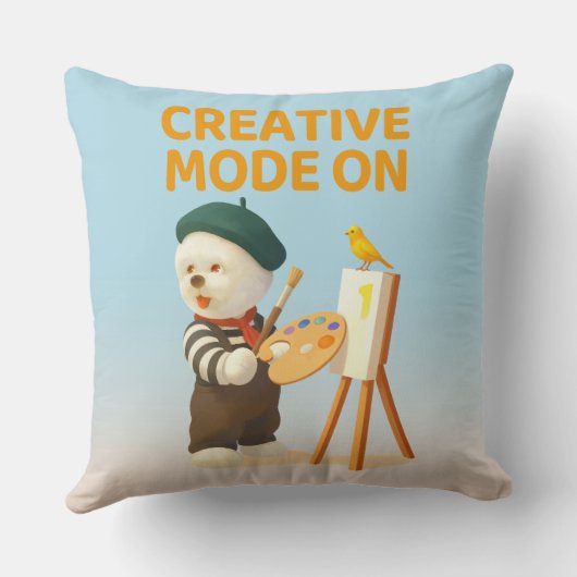 Creative Mode On: Painter Bichon Dog Artist Art Kussen (Achterkant)