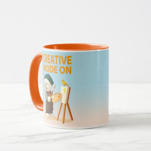 Creative Mode On: Painter Bichon Dog Artist Art Mok (Voorkant links)