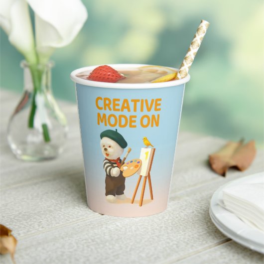 Creative Mode On: Painter Bichon Dog Artist Art Papieren Bekers (Insitu)