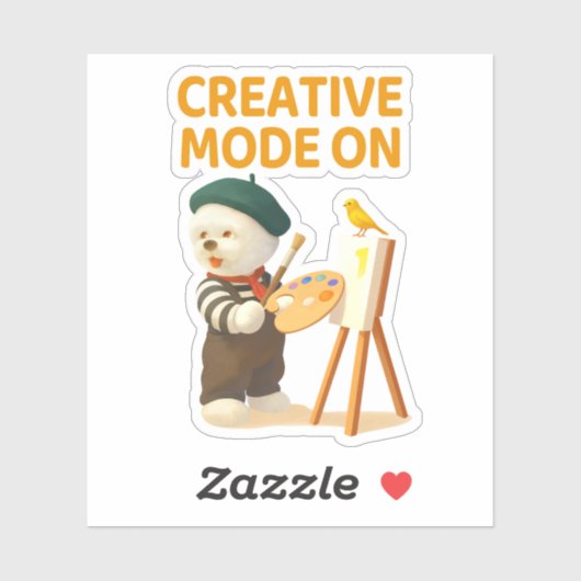 Creative Mode On: Painter Bichon Dog Artist Art Sticker (Vel)
