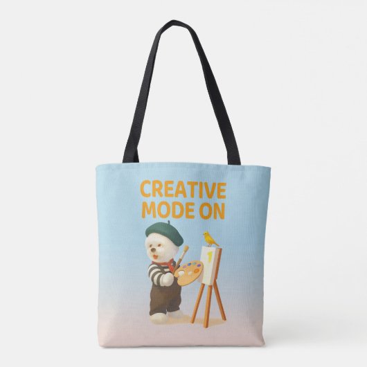 Creative Mode On: Painter Bichon Dog Artist Art Tote Bag (Achterkant)