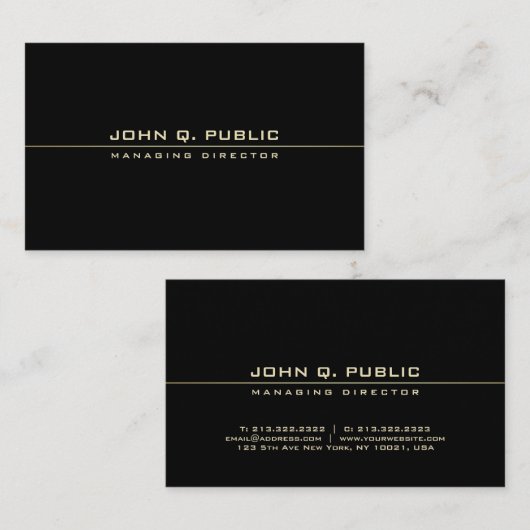 Creative Modern Black Gold Minimalist Cool Plain Visitekaartje (Voorkant / Achterkant)