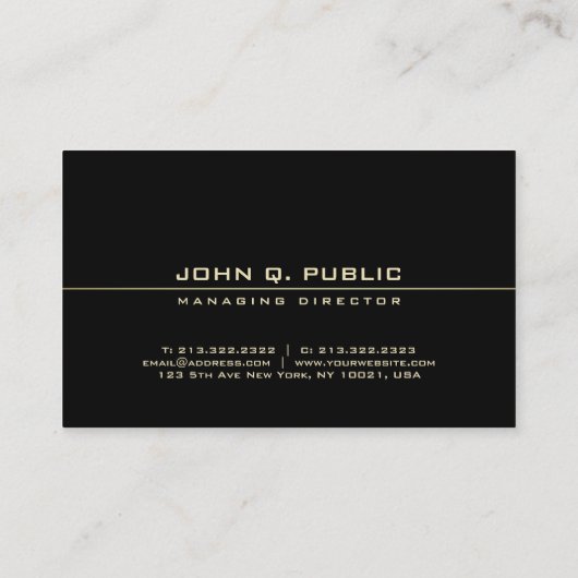 Creative Modern Black Gold Minimalist Cool Plain Visitekaartje (Achterkant)