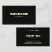 Creative Modern Black Gold Sophisticated Plain Top Visitekaartje (Voorkant / Achterkant)