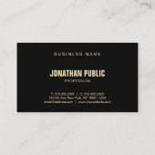 Creative Modern Black Gold Sophisticated Plain Top Visitekaartje (Achterkant)