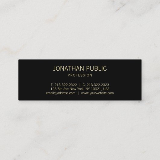 Creative Modern Black Gold-tekst elegant Mini Visitekaartje (Achterkant)