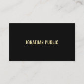 Creative Modern Black Gold Text Professional Plain Visitekaartje (Voorkant)