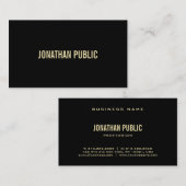 Creative Modern Black Gold Text Professional Plain Visitekaartje (Voorkant / Achterkant)
