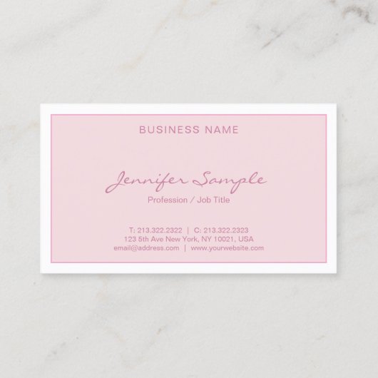 Creative Modern Blush Pink Script Exlegant Simple Visitekaartje (Achterkant)