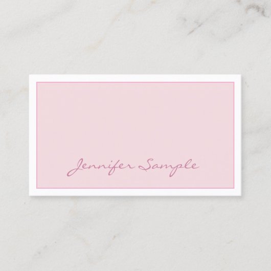Creative Modern Blush Pink Script Exlegant Simple Visitekaartje (Voorkant)