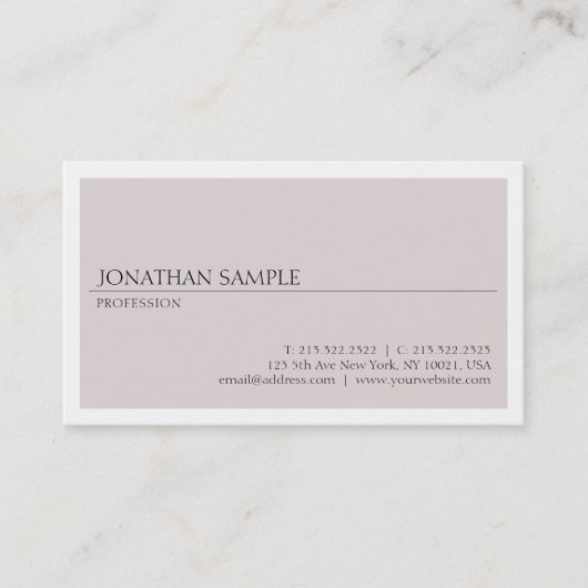 Creative Modern Design Minimalist Chic Plain Visitekaartje (Voorkant)