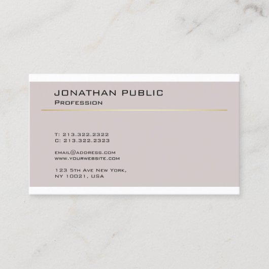 Creative Modern Design Minimalist Plain Trendy Visitekaartje (Voorkant)