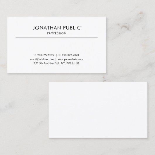 Creative modern Design Professional Smooth Plain Visitekaartje (Voorkant / Achterkant)