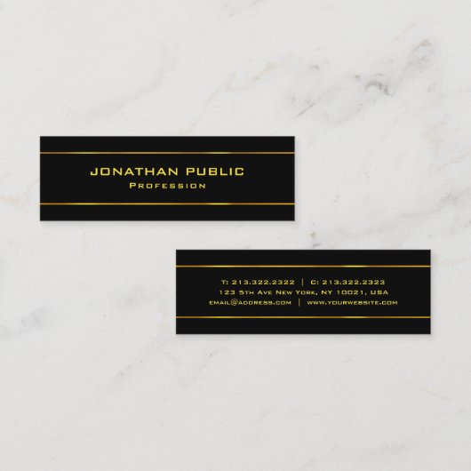 Creative modern Design Sjabloon Elegant Black Gold Mini Visitekaartje (Voorkant / Achterkant)