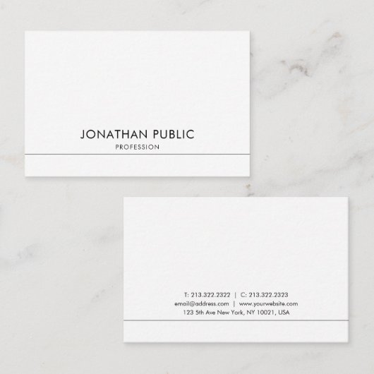 Creative Modern Design Trendy Smooth Plain Chic Visitekaartje (Voorkant / Achterkant)