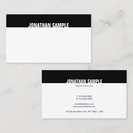 Creative Modern Elegant Black White Sjabloon B&W Visitekaartje (Voorkant / Achterkant)
