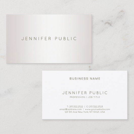Creative Modern Elegant Faux Silver Clean-Sjabloon Visitekaartje (Voorkant / Achterkant)