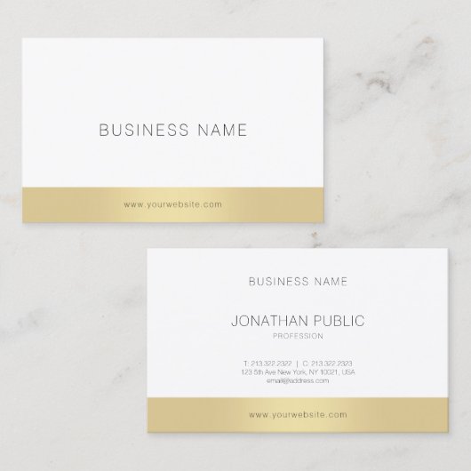 Creative Modern Elegant Gold Simple Design Trendy Visitekaartje (Voorkant / Achterkant)
