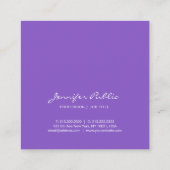 Creative Modern Elegant Violet Silk Finish Luxe Vierkante Visitekaartje (Achterkant)