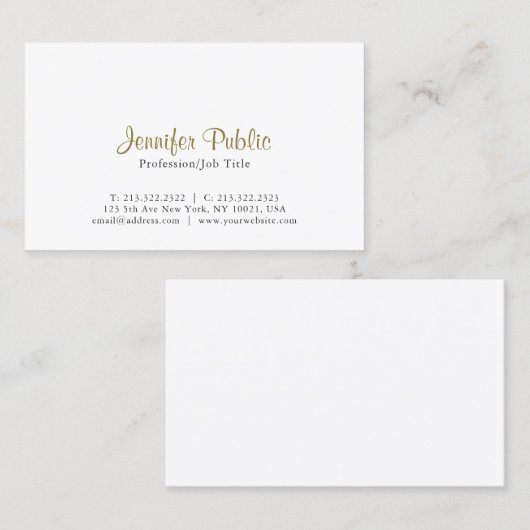 Creative Modern Elegant White Simple Plain Visitekaartje (Voorkant / Achterkant)