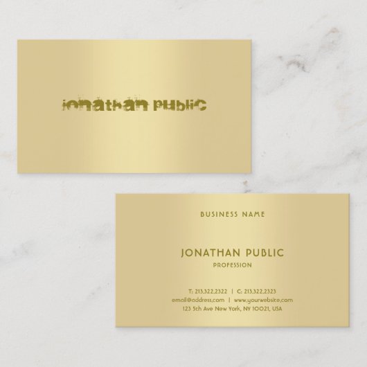 Creative Modern Faux Gold Sjabloon Elegant Top Visitekaartje (Voorkant / Achterkant)