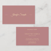 Creative Modern Gold Hand Script Red Brown Trendy Visitekaartje (Voorkant / Achterkant)