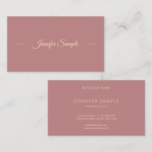 Creative Modern Gold Hand Script Red Brown Trendy Visitekaartje (Voorkant / Achterkant)