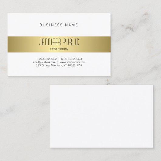 Creative modern Gold look Design Simple Plain Visitekaartje (Voorkant / Achterkant)