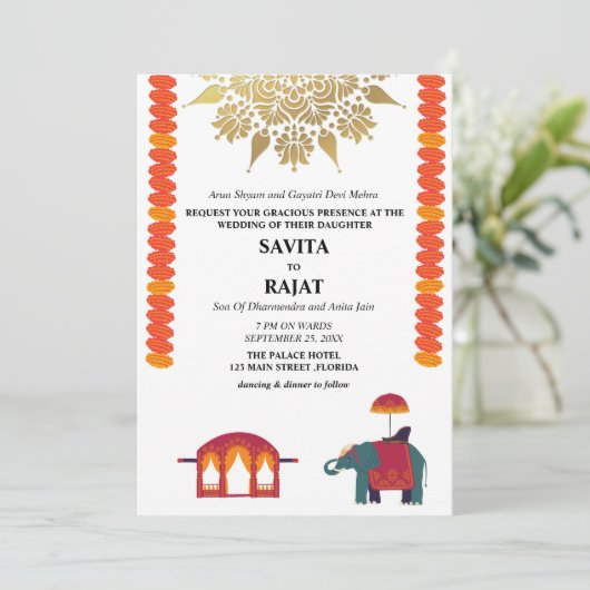 Creative Modern Indian Wedding Kaart (Staand voorkant)