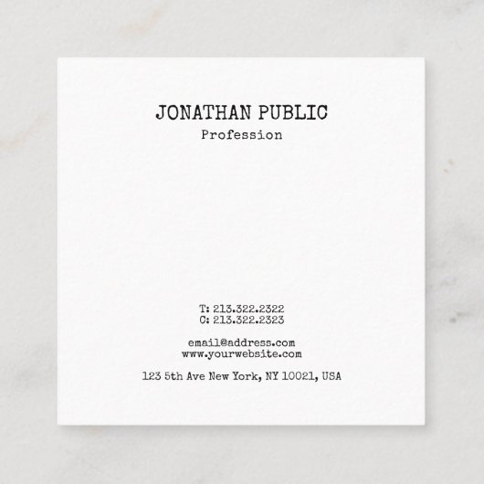 Creative Modern Minimal Design Sjabloon Cool Vierkante Visitekaartje (Achterkant)