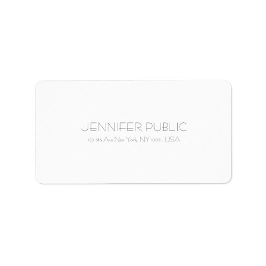 Creative Modern Minimal White Professional Chic Etiket (Voorkant)
